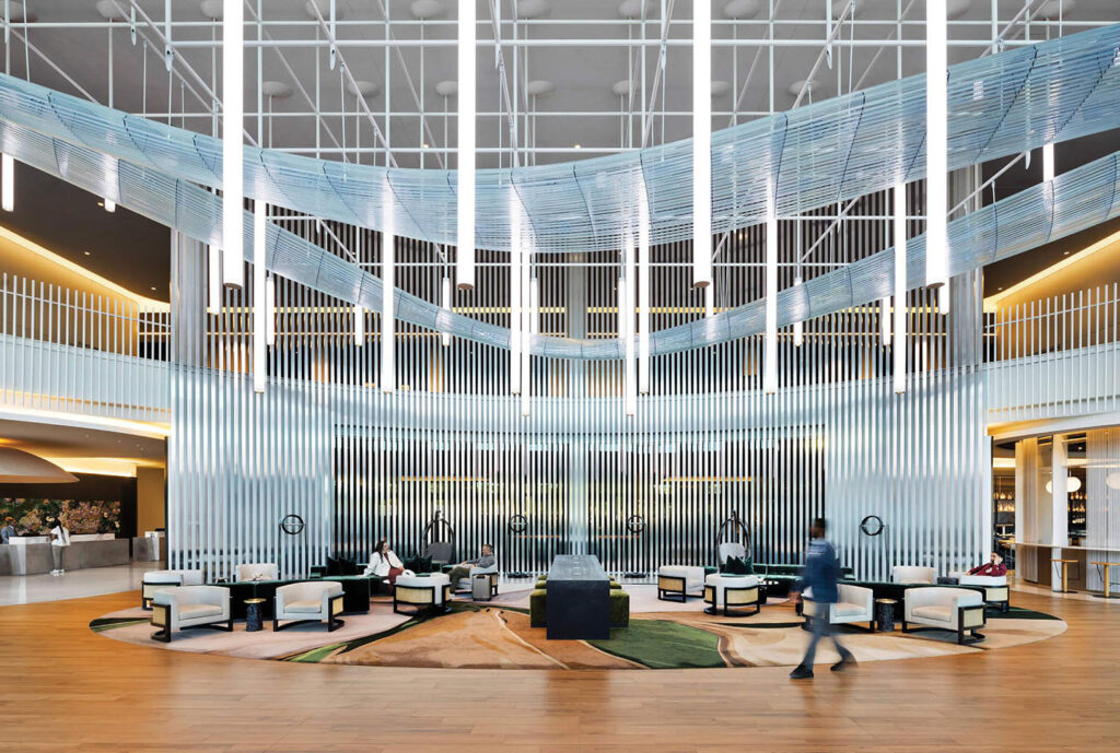 The lobby of the new headquarters of the german federal.