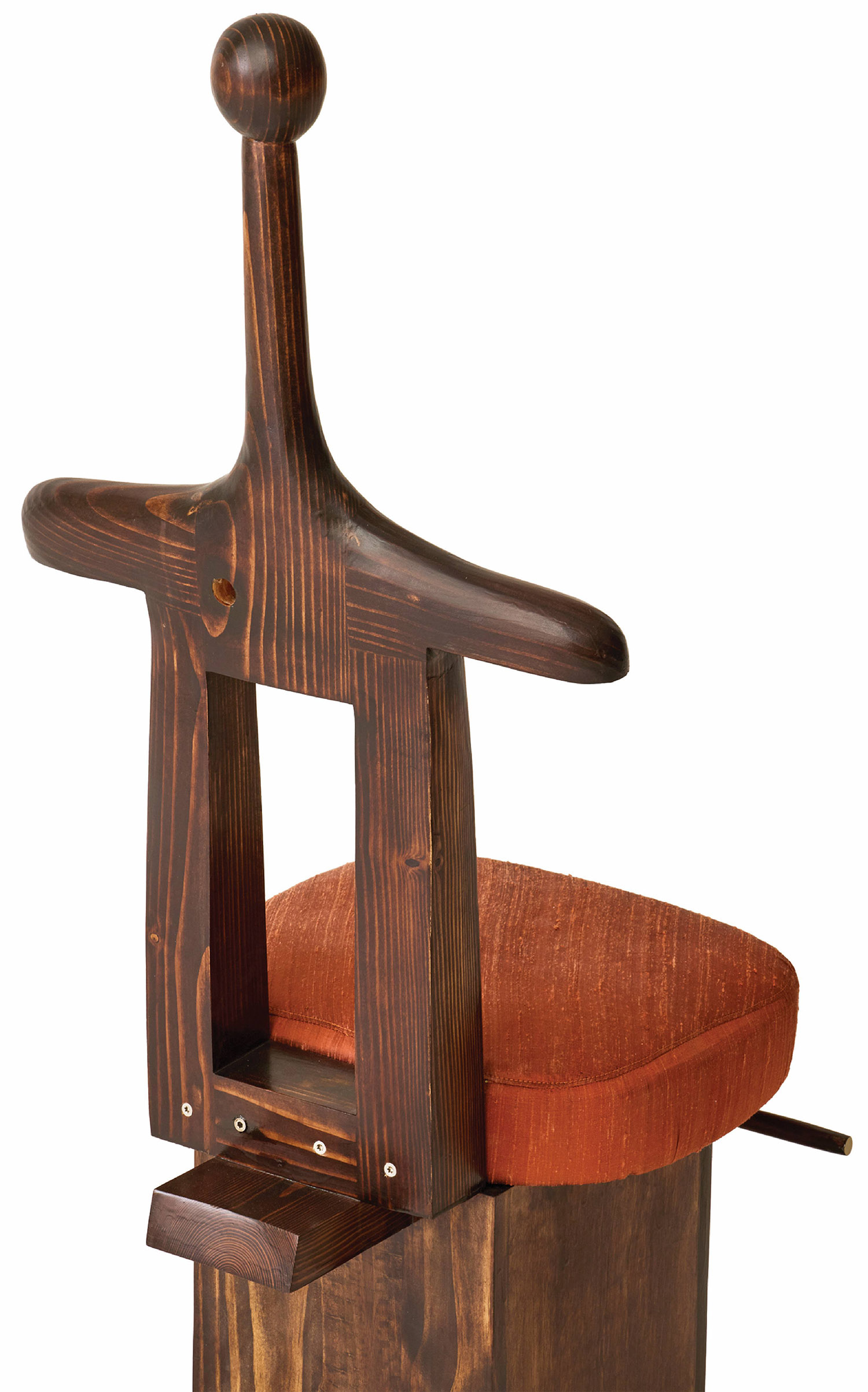 A wooden chair with a seat and a wooden seat.