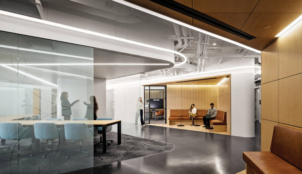 A large glass wall