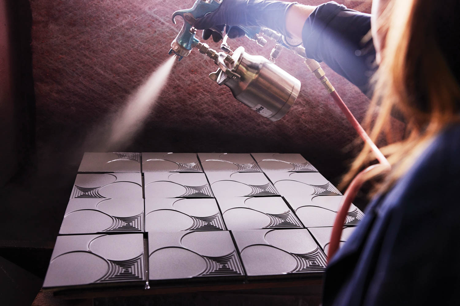 Lisa Hunt's Asha tile collection being painted
