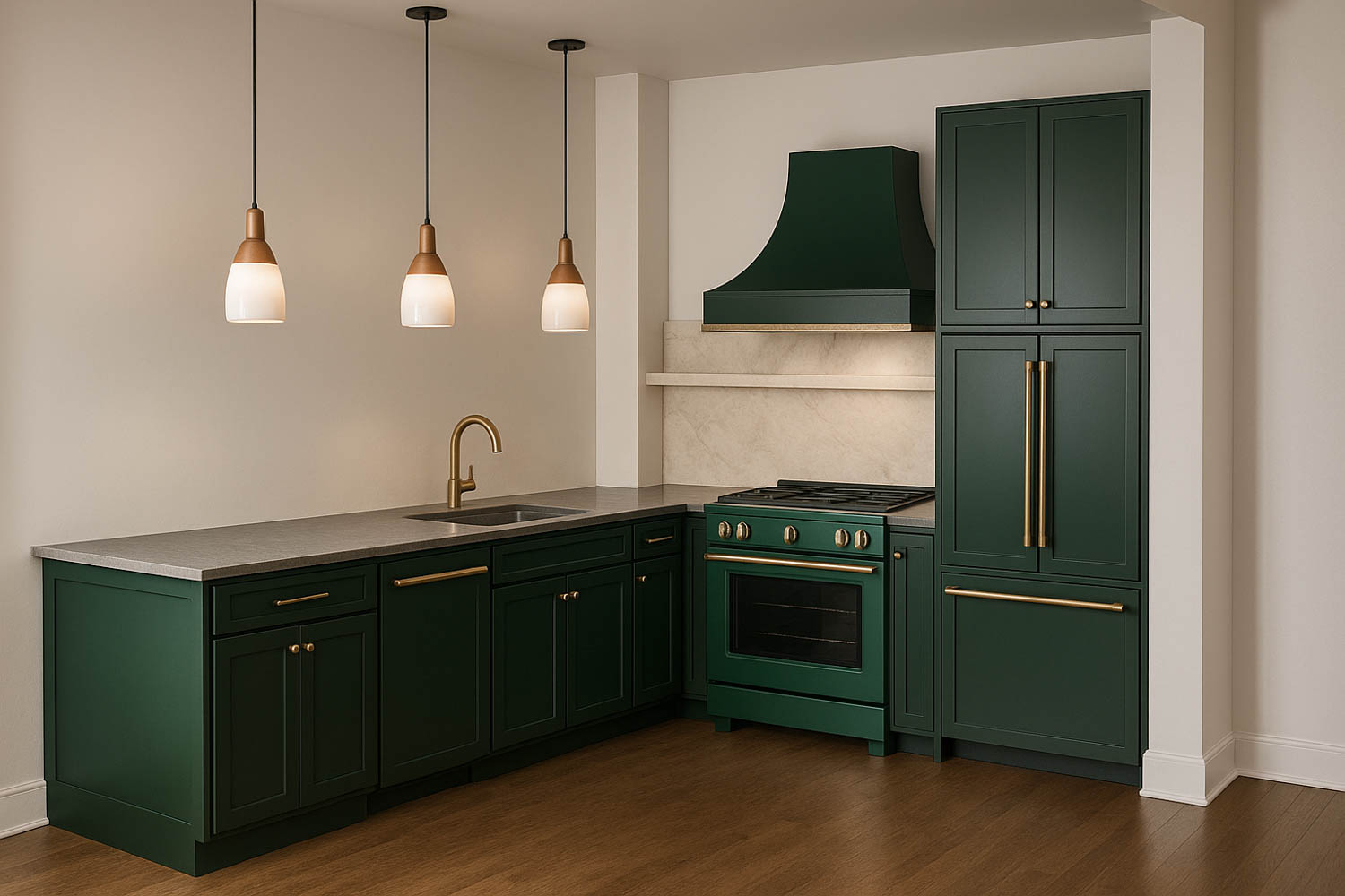 all green cabinets in kitchen