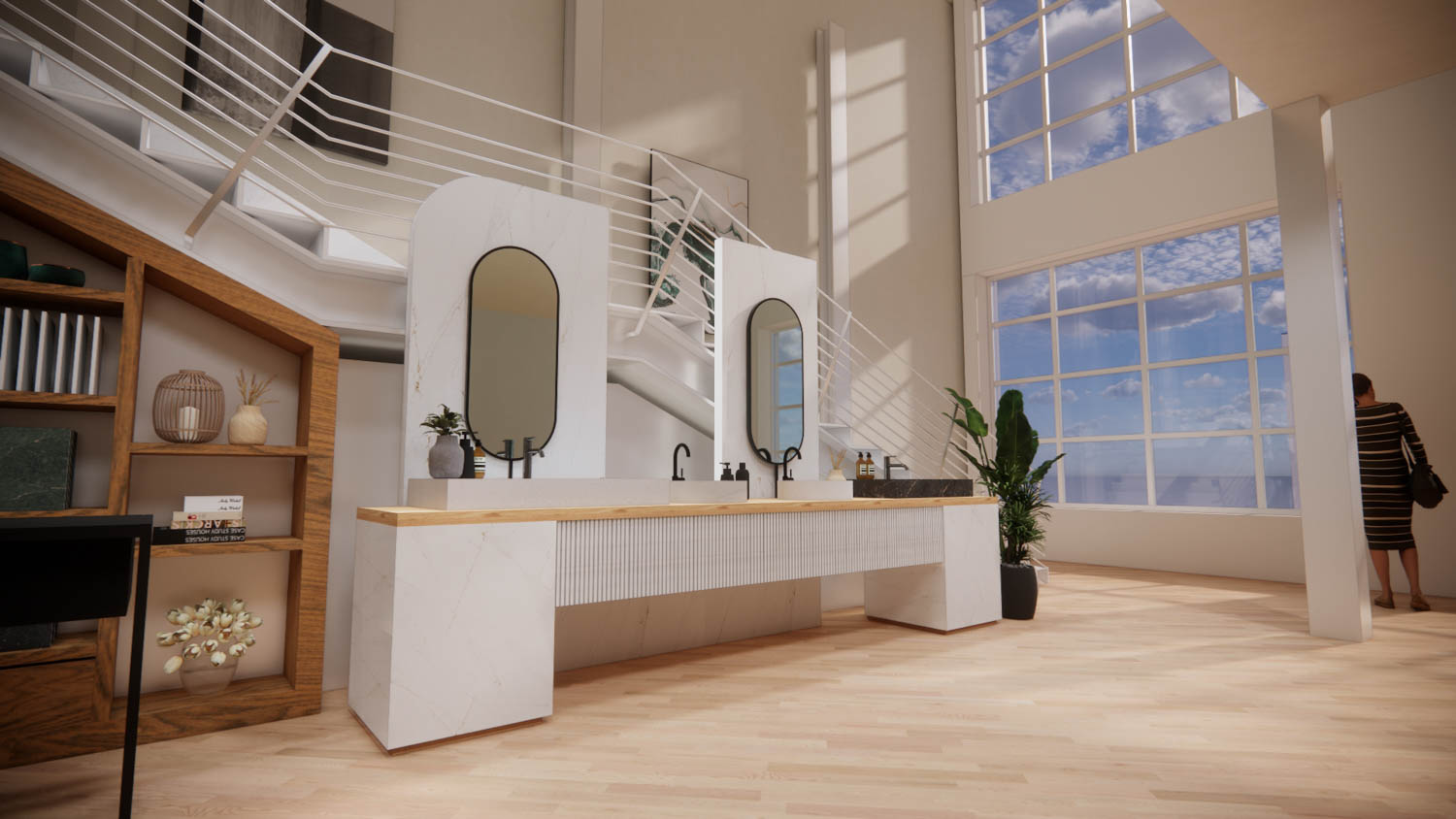 white vanity area