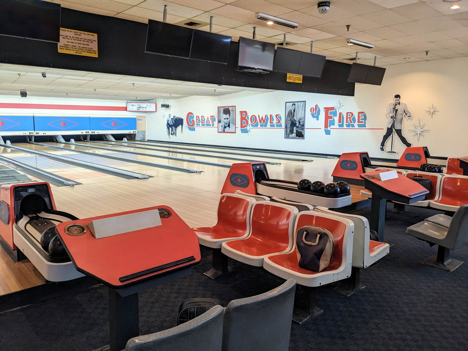 interior of bowling alley