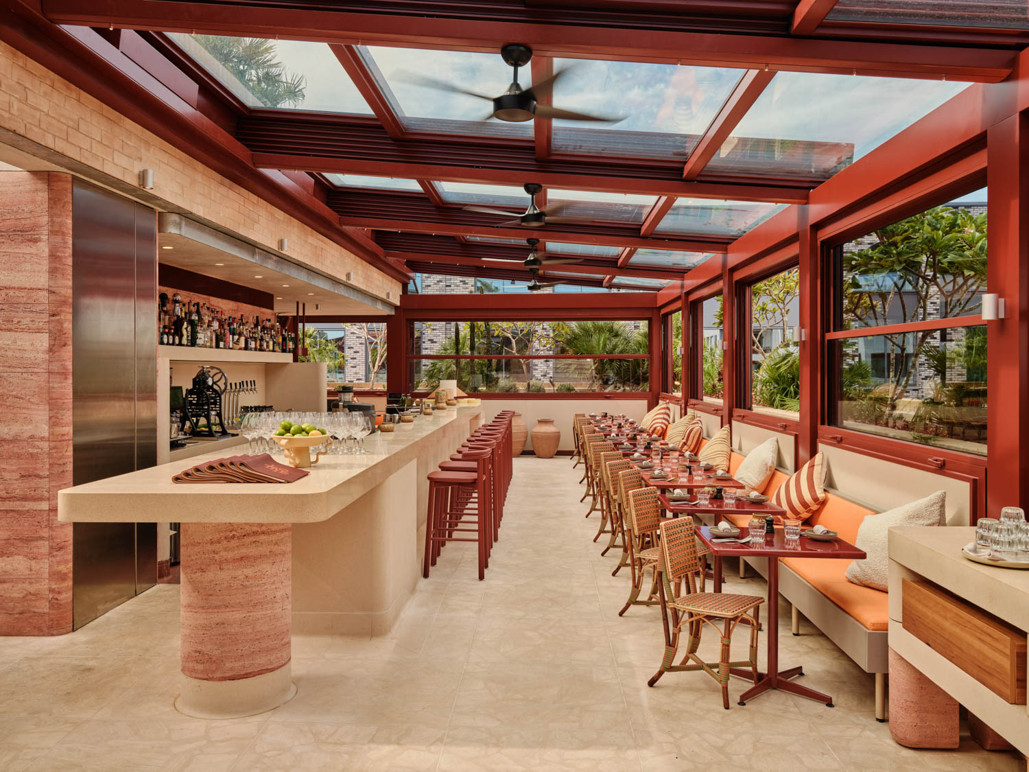 dining room of Mexican restaurant with multiple windows
