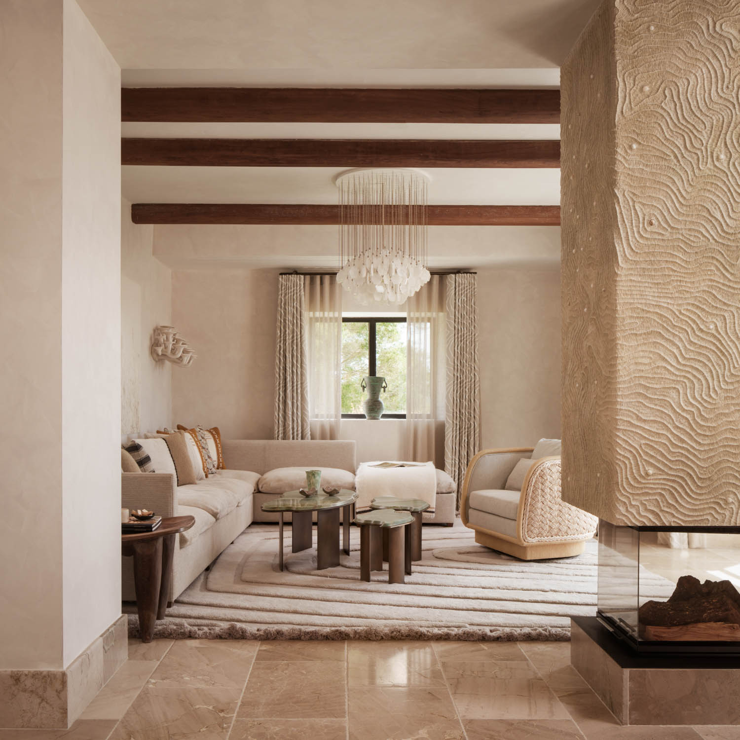 living room with multiple chairs