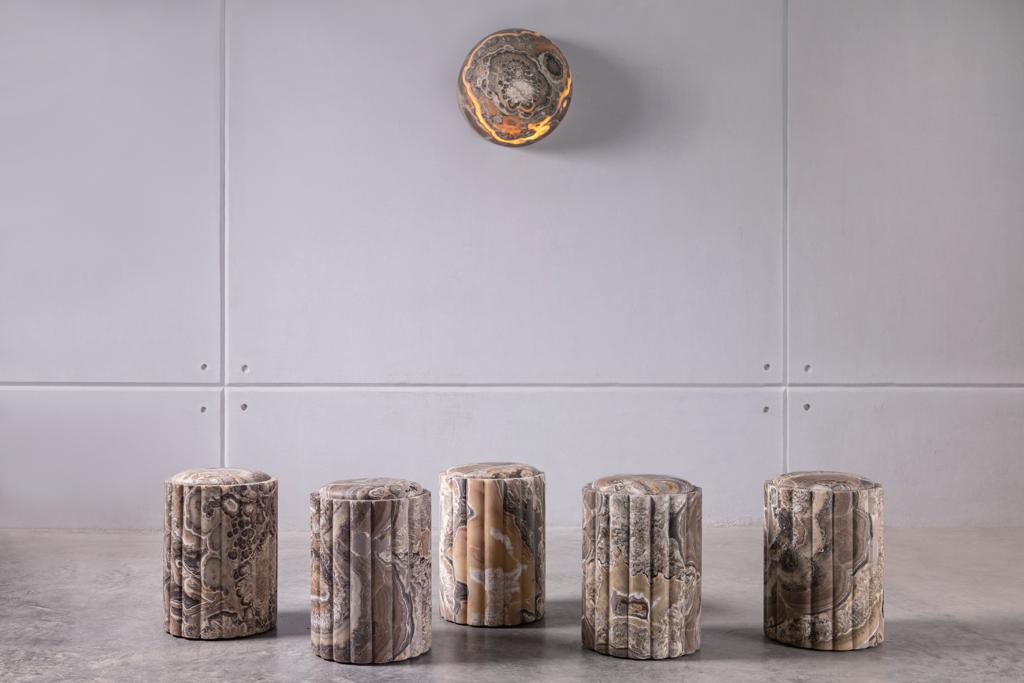 multiple stools in a row